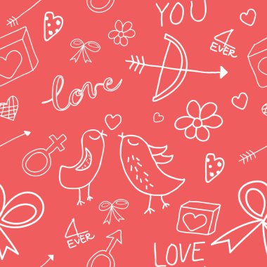 Aşk desen, valentine's arka plan illüstrasyon