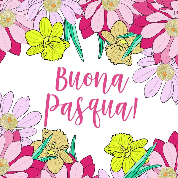 İtalyan mutlu Paskalya vektör çizim ve hat