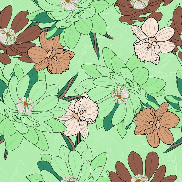 Çiçek seamless modeli, bahar çiçekleri arka plan 