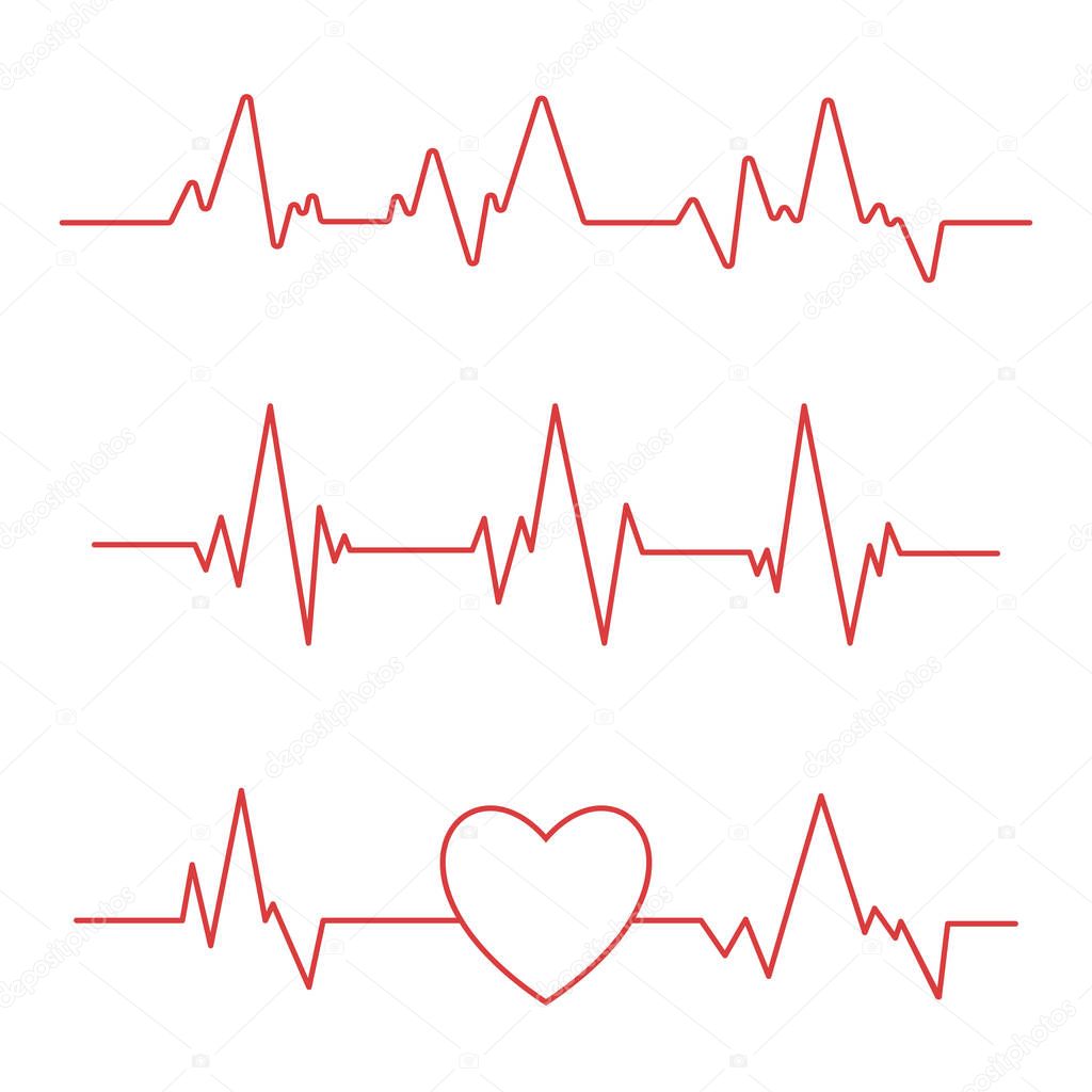 Heartbeat line isolated on white background. Heart Cardiogram icon ...