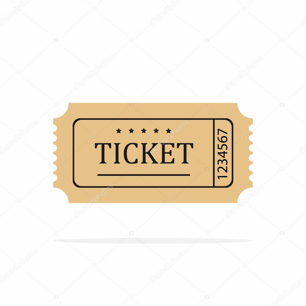 Retro ticket template. Old or vintage paper ticket on white background