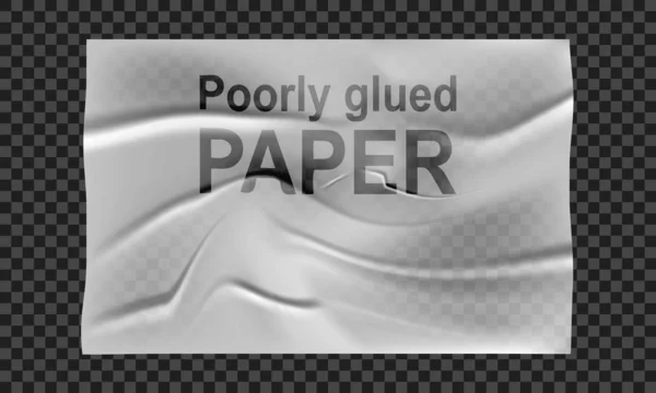 Papier Blanc Mal Collé Humide Sur Fond Isolé Illustration Vectorielle — Image vectorielle