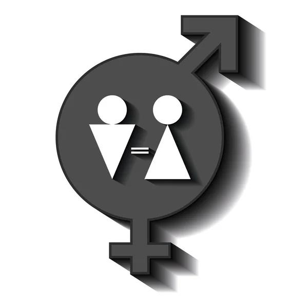 Znak Równości Płci Dla Mężczyzn Kobiet Białym Tle Ilustracja Wektora — Wektor stockowy