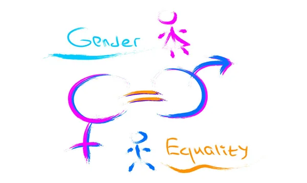Igualdad Género Concepto Igualdad Entre Hombres Mujeres Sobre Fondo Blanco — Archivo Imágenes Vectoriales
