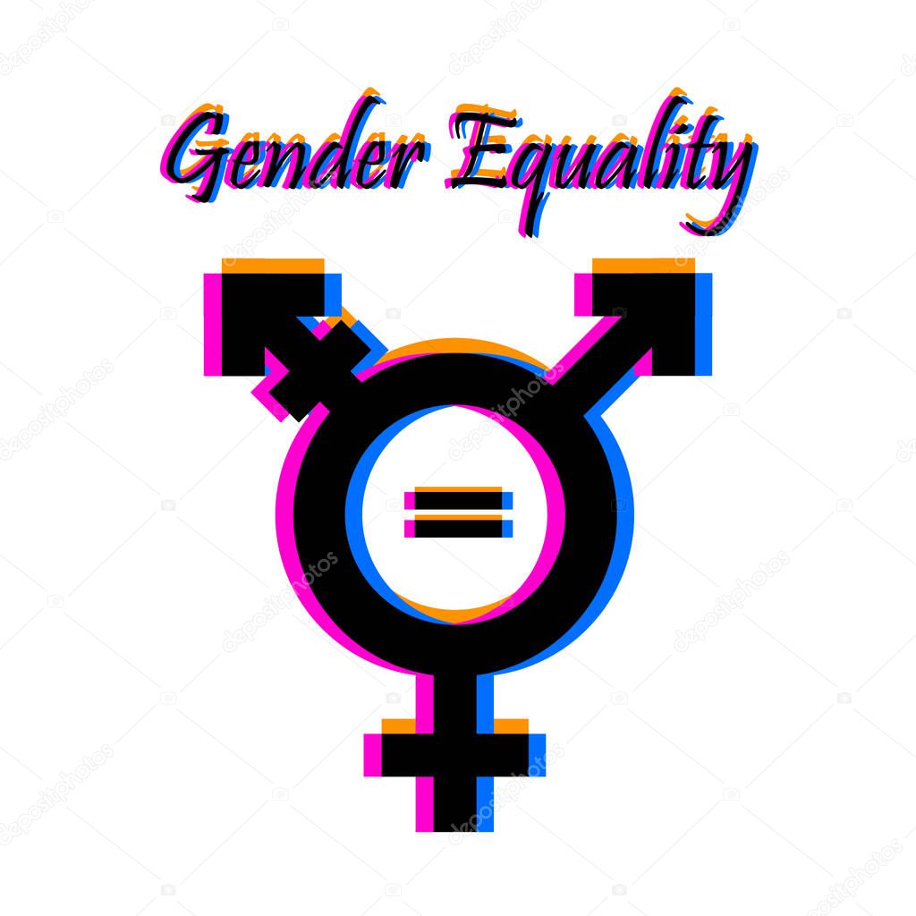 Gender equality, transgender sign on white background, concept of gender equality, vector illustration