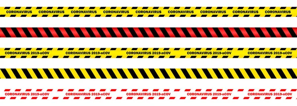 Coronavirus 2019 Ncov Bezešvé Žluté Červené Bezpečnostní Pásky Izolovaném Pozadí — Stockový vektor