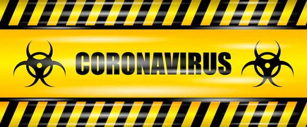 Coronavirus (2019-nCOV) gerçekçi, pürüzsüz sarı kurdele, dikkat koronavirüs, gerçekçi vektör çizimi