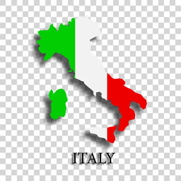Bandeira Itália Realista Bandeira Itália Com Sombra Sobre Fundo Isolado — Vetor de Stock