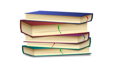 Ayrı arkaplan, defter şablonu, vektör illüstrasyonunda yer imleri ve gölge içeren kitap seti