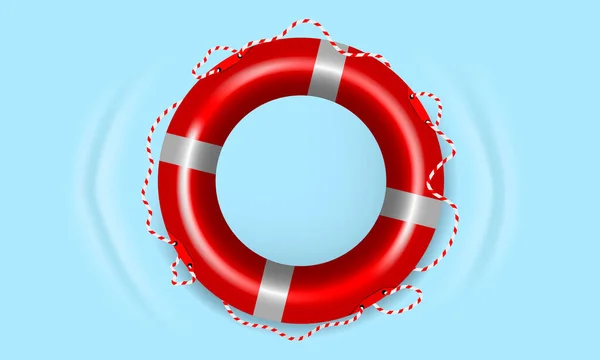 Realistická Červená Záchranná Bóje Vodě Vektorová Ilustrace — Stockový vektor