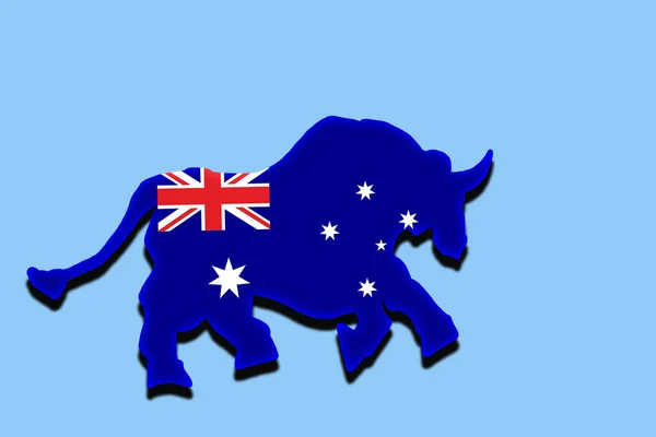 Der Stier Mit Den Farben Der Australischen Flagge Dem Symbol — Stockfoto