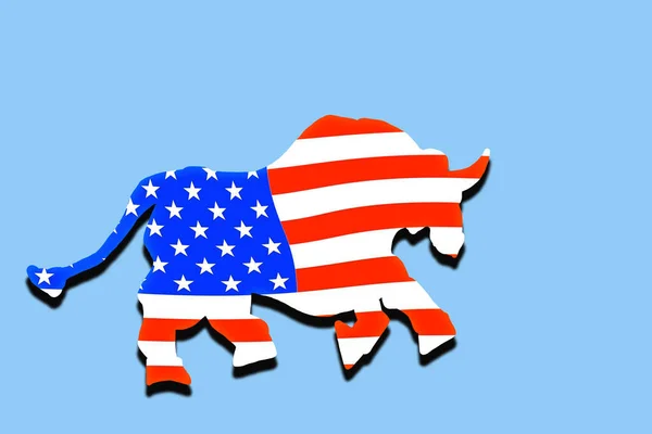 Ταύρος Χρώματα Της Αμερικανικής Σημαίας Σύμβολο Του 2021 Γραφικά — Φωτογραφία Αρχείου