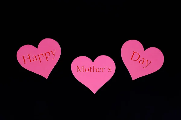 International Mother Day Hearts Black Background — Stock Photo, Image