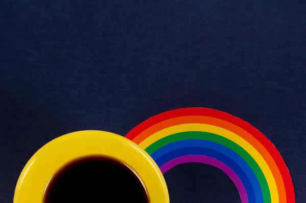 Caffè Arcobaleno Sfondo Blu — Foto Stock