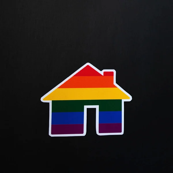 Una Casa Multicolor Sobre Fondo Negro Lgbt —  Fotos de Stock