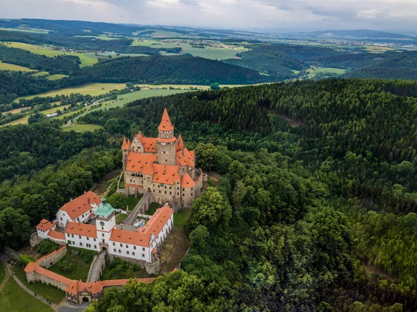 Aérien Château Médiéval Sur Colline Région Tchèque Moravie — Photo