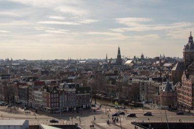 Amsterdam, Hollanda, Mart 2017: yukarıdaki eski şehir