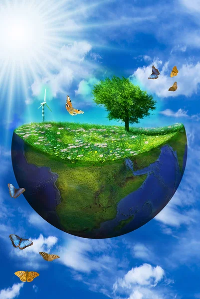 Bild av jorden i ett sammanhang av ren energi — Stockfoto