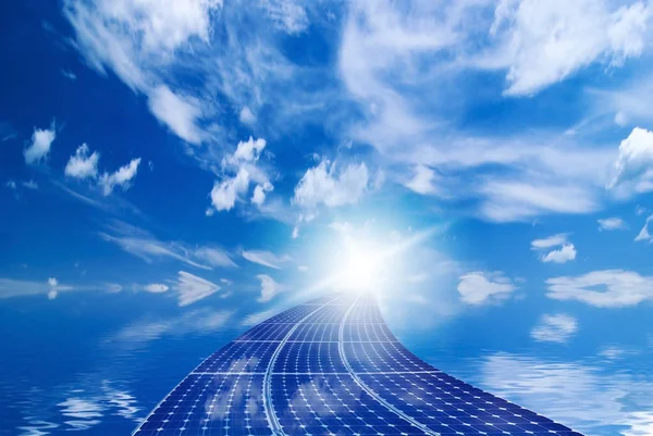 Yeşil enerji fotovoltaik paneller ile — Stok fotoğraf