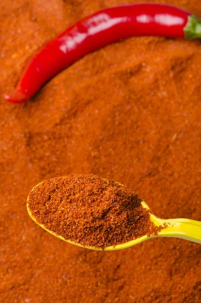 Detailní záběr pikantního chilli prášku — Stock fotografie