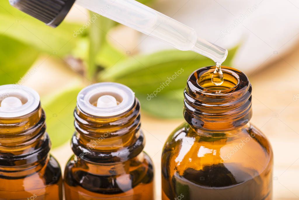 essential oil in small bottle