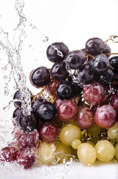 Csemegeszőlő Fröccsenő Vízzel — Stock Fotó