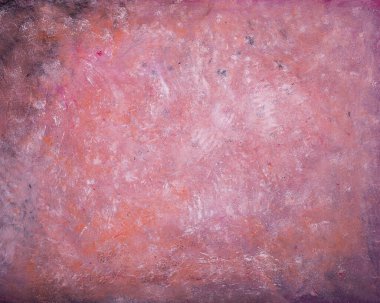 Akrilik renklerle boyanmış ham alçı yapı. Soyut yüzey, ağırlıklı olarak kırmızı-gri