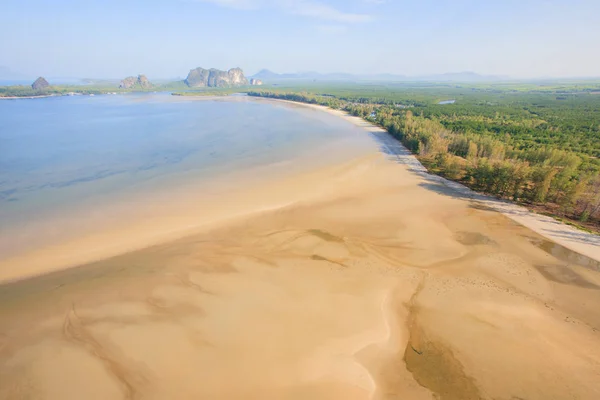 Blick von oben auf Mangrovenwald mit reinem Sandstrand. — Stockfoto