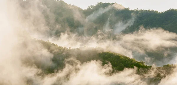 Delicatamente nebbia su una catena montuosa . — Foto Stock