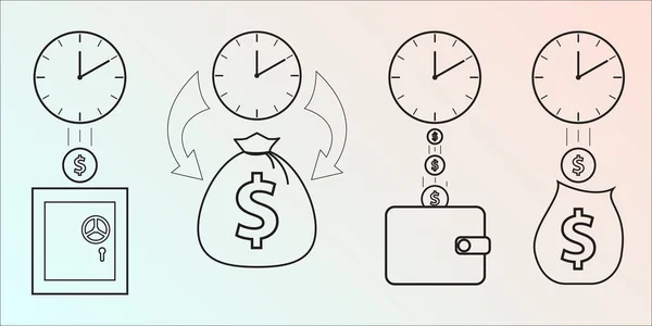 Time Amount Money Increases — Stock Vector