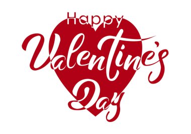 Kırmızı bir kalbin arka planında sevgililer günü mesajı. Kutlama kartları ve poster için Sevgililer Günü tipografi vektör tasarımınız kutlu olsun..