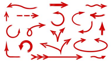 Fırçayla çizilmiş farklı şekil ve yönlerden oluşan oklar.