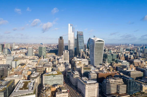 Londres centro vista panorámica aérea: distrito financiero, río Támesis, Belfast, rascacielos, enano y edificios y Catedral de St. Pauls, Puente de la Torre y la Torre — Foto de Stock