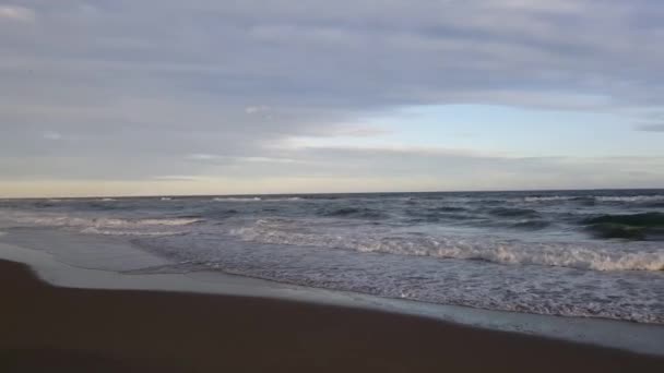 Paisaje Playa Atardecer Cerca Barcelona España — Vídeo de stock