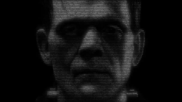 Πρόσωπο τέρας του Φρανκενστάιν με αριθμούς τρέχει — Αρχείο Βίντεο