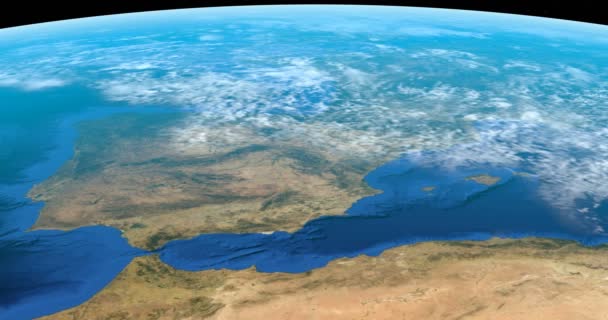 Ισπανία και βόρεια του Μαρόκου από το διάστημα — Αρχείο Βίντεο