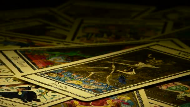 Tarot card of death and the devil in rotation — Stock Video