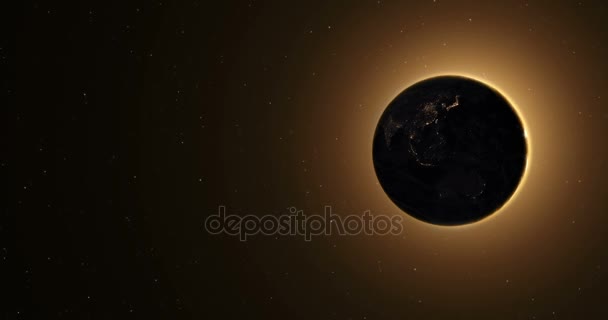 Salida del sol en el planeta tierra en el espacio exterior — Vídeo de stock