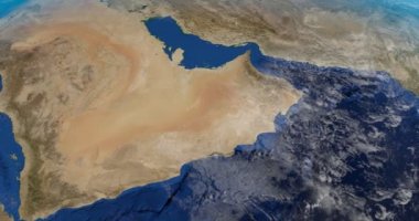 Suudi Arabistan yarımadasında dünya gezegen rotasyon uydu görünümü