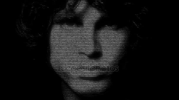 Gezicht van de zanger van de deuren, Jim Morrison, gemaakt met getallen uitvoeren — Stockvideo