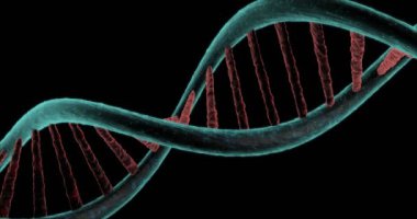 Siyah arka plan üzerine gyrating Dna zinciri