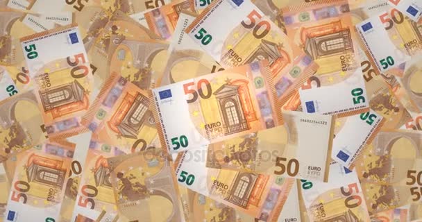 Банкноты по 50 евро, наличные деньги — стоковое видео