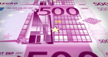 Beş yüz haddeleme ekran, döngü, nakit para üzerinde Euro banknot