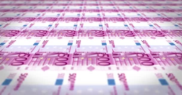 Banknotes of five hundred euros rolling on screen, loop, cash money — Stock Video