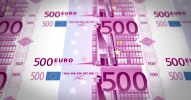 Beş yüz haddeleme ekran, döngü, nakit para üzerinde Euro banknot