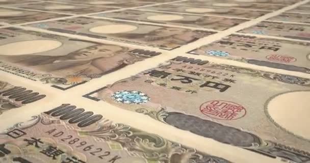 Banknotes of ten thousand yen japanese rolling on screen, cash money, loop — Stock Video