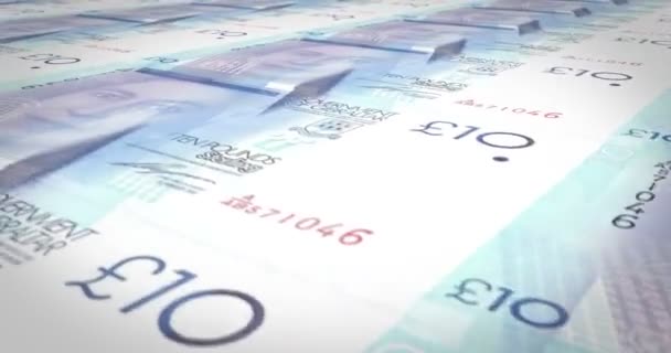 Банкноты в десять фунтов стерлингов Гибралтара проката, наличные деньги, петля — стоковое видео