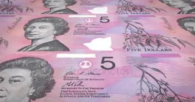 Ekranda, nakit para, haddeleme beş Avustralya Doları banknot döngü