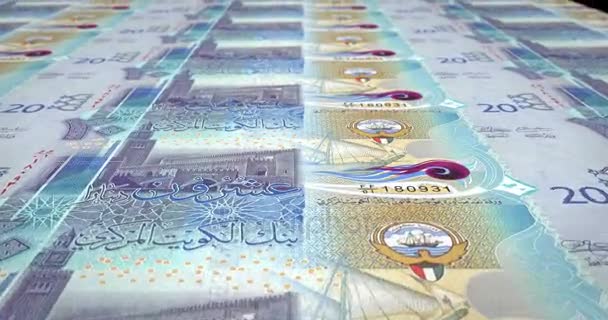 Billetes de veinte dinares kuwaitíes rodando en pantalla, dinero en efectivo, bucle — Vídeos de Stock