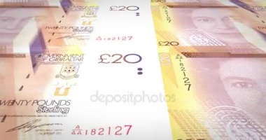 Haddeleme, nakit para, banknot 20 Pound Sterling Gibraltar döngü